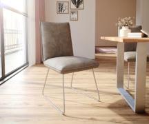 DELIFE Eetkamerstoel Lelio-Flex microvelours taupe vintage slipframe r...