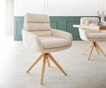 DELIFE Eetkamerstoel Abelia-Flex met armleuning koord beige houten fra...