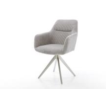 DELIFE Eetkamerstoel Pejo-Flex koord zilver grijs kruisframe hoekig ro...