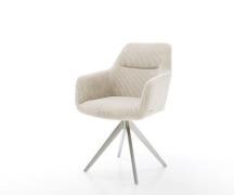 DELIFE Eetkamerstoel Pejo-Flex koord beige kruisframe hoekig roestvrij...