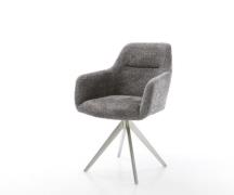 DELIFE Eetkamerstoel Pejo-Flex bouclé grijs kruisframe hoekig roestvri...
