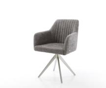 DELIFE Eetkamerstoel Greg-Flex bouclé grijs kruisframe hoekig roestvri...