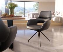 DELIFE Eetkamerstoel Yago-Flex met armleuning echt leer zwart kruisfra...