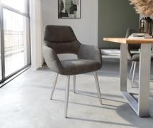 DELIFE Eetkamerstoel Yago-Flex met armleuning microvelours antraciet v...