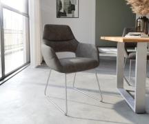 DELIFE Eetkamerstoel Yago-Flex met armleuning microvelours antraciet v...