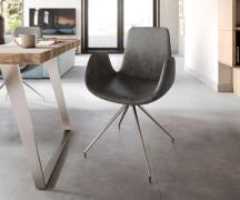 DELIFE Eetkamerstoel Ilia-Flex met armleuning microvelours antraciet v...