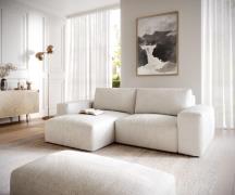 DELIFE Hoekbank Lanzo L 260x160 cm bouclee Cream-White Recamiere varia...