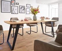 DELIFE Eettafel Edge Boot 200x100 eiken natuur metaal schuin zwart  Sc...