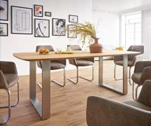 DELIFE Eettafel Edge Boot 200x100x2,5-3 eiken natuur roestvrij staal  ...