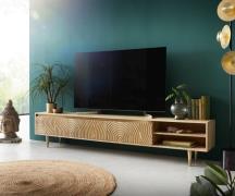 DELIFE Tv-meubel Budaya 220 cm mango natuur 3 deurs poot rond