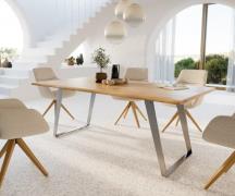 DELIFE Eettafel Edge 200x100x2,5-3 eiken natuur roestvrij staal  schui...