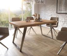 DELIFE Eettafel Edge 160x90 XL acacia natuur roestvrij staal  schuin L...