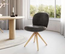 DELIFE Draaistoel Nube-Flex microvelours antraciet vintage houten fram...