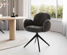 DELIFE Draaistoel Nube-Flex met armleuning microvelours antraciet vint...