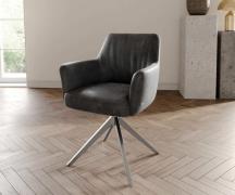 DELIFE Draaistoel Xana-Flex met armleuning microvelours antraciet vint...