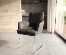 DELIFE Eetkamerstoel Heira-Flex met armleuning microvelours antraciet ...