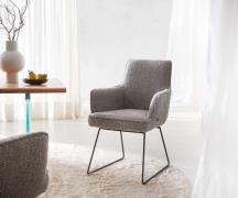 DELIFE Eetkamerstoel Heira-Flex met armleuning bouclé zilver grijs sli...