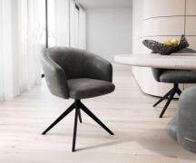 DELIFE Draaistoel Caja-Flex met armleuning microvelours antraciet vint...