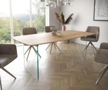 DELIFE Eettafel Edge Boot 200x100x2,5-3 eiken natuur glas Schweizer Ka...