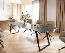 DELIFE Eettafel Edge 300x100 keramiek Laminam® Nero Greco grijs metaal...