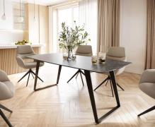 DELIFE Eettafel Edge Bootsform 200x100 keramiek Laminam® Nero Greco gr...