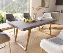 DELIFE Eettafel Edge 180x90 XL acacia platina  roestvrij staal  Gold s...