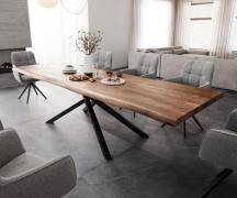 DELIFE Eettafel Edge 300x100 XL acacia bruin Kreuzframe rechthoek zwar...