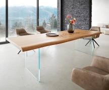 DELIFE Eettafel Edge 260x100 XL acacia natuur glas Live-Edge