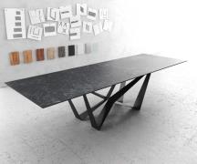 DELIFE Eettafel Edge 300x100cm Laminam® keramiek grijs middenpoot vlak...