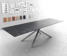 DELIFE Eettafel Edge 300x100cm Laminam® keramiek grijs middenpoot krui...