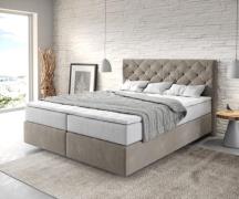 DELIFE Boxspringbed Dream-Great 160x200 cm Microvezel Beige met TFK Ma...