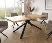 DELIFE Eettafel Edge-Pure 200x100 eiken natuur kruisframe rechthoek zw...