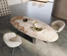 DELIFE Eettafel Edge ovaal 280x130 keramiek Minas Melange wit-beige pi...