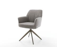 DELIFE Draaistoel Xana-Flex met armleuning bouclé zilver grijs kruisfr...