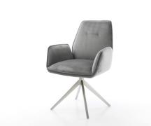 DELIFE Eetkamerstoel Zoa-Flex fluweel grijs kruisframe breed roestvrij...