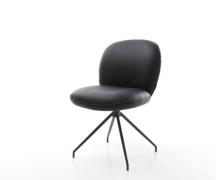 DELIFE Draaistoel Nube-Flex echt leer zwart kruisframe conisch zwart 1...