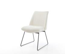 DELIFE Eetkamerstoel Elso-Flex bouclé wit slipframe zwart pocketveer k...