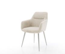 DELIFE Eetkamerstoel Pejo-Flex koord beige 4-poot conisch roestvrij st...