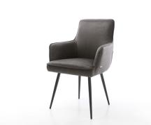 DELIFE Eetkamerstoel Heira-Flex met armleuning microvelours antraciet ...