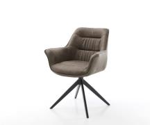 DELIFE Eetkamerstoel Kaira-Flex microvelours taupe vintage kruisframe ...