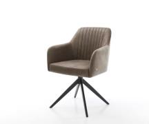 DELIFE Eetkamerstoel Greg-Flex microvelours taupe vintage kruisframe b...