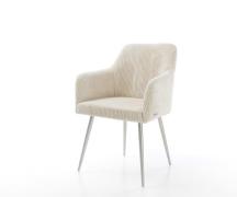 DELIFE Eetkamerstoel Greg-Flex koord beige 4-poot conisch roestvrij st...