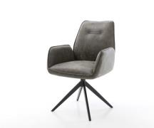 DELIFE Eetkamerstoel Zoa-Flex microvelours grijs antiek kruisframe bre...