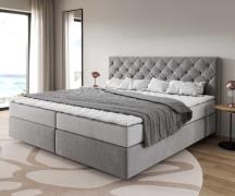 DELIFE Boxspring bed Dream-Great Microvezel grijs 200x200 cm met pocke...