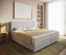 DELIFE Boxspring bed Dream-Well Koord zilvergrijs 200x200 cm met pocke...