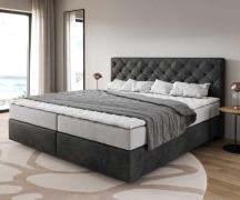 DELIFE Boxspring bed Dream-Great 200x200cm Microvezel antraciet vintag...