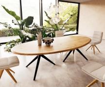 DELIFE Eettafel Edge Oval 280x130x2,5 eiken natuur Estelar rond metaal...