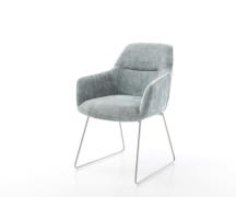 DELIFE Eetkamerstoel Pejo-Flex chenille pastelblauw slipframe roestvri...