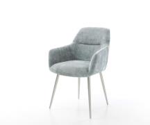 DELIFE Eetkamerstoel Pejo-Flex chenille pastelblauw 4-poot conisch roe...