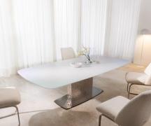 DELIFE Eettafel Edge Boot 240x120 Reliefglas Perlmutt 3D-Design wave R...